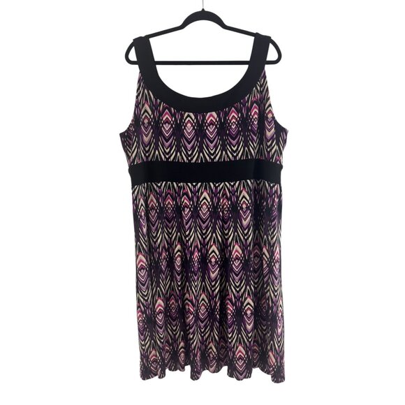 Dressbarn Purple Geometric Print Midi Dress Size 20W 2X Plus Sleeveless Stretch - Picture 3 of 7